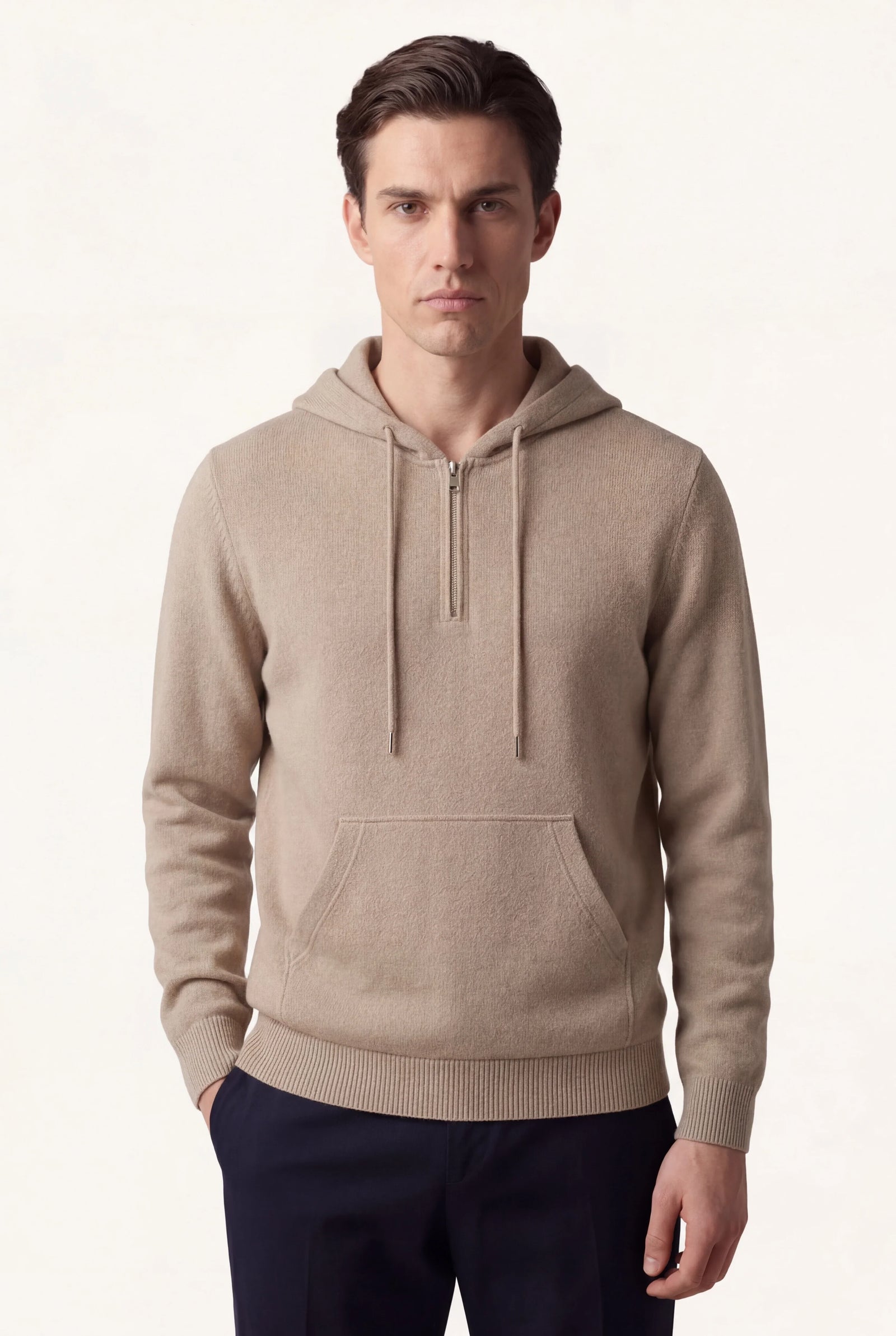 Elio City Zip Hoodie Beige