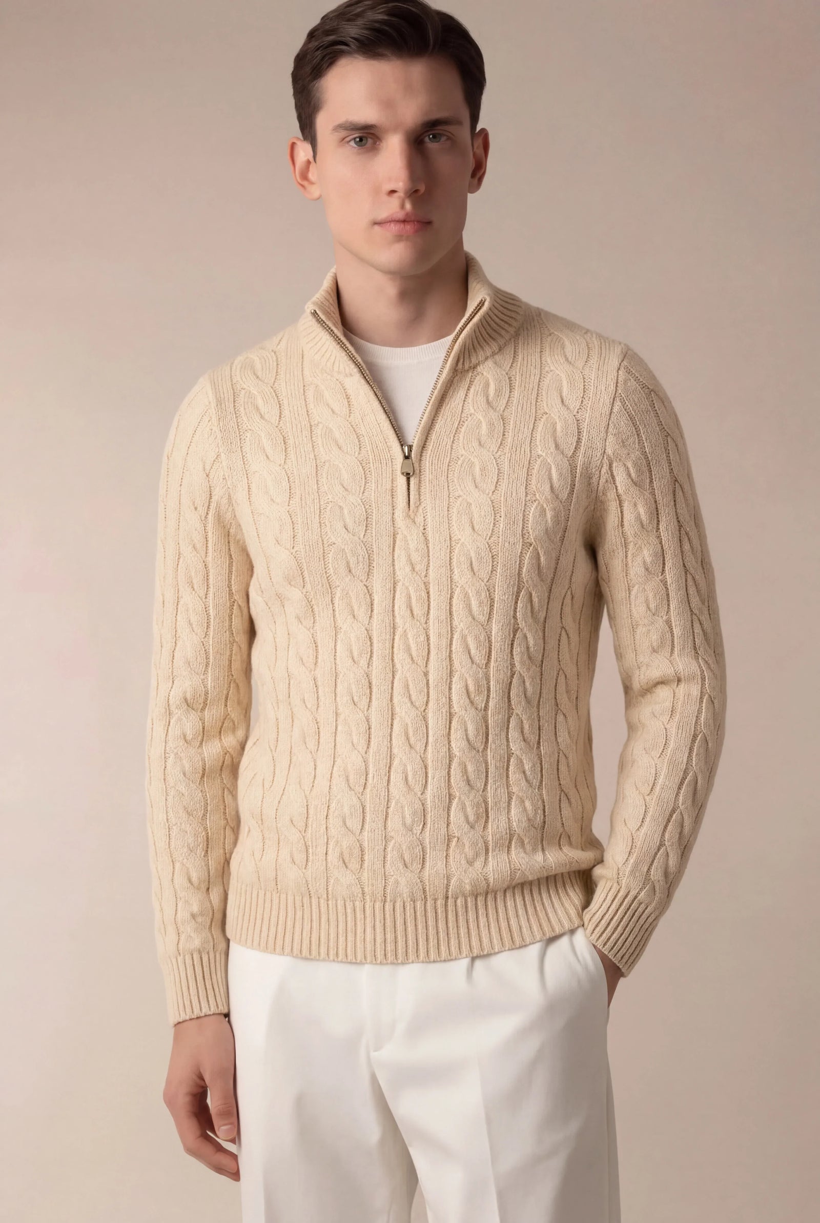 Sero Zip Knit Beige