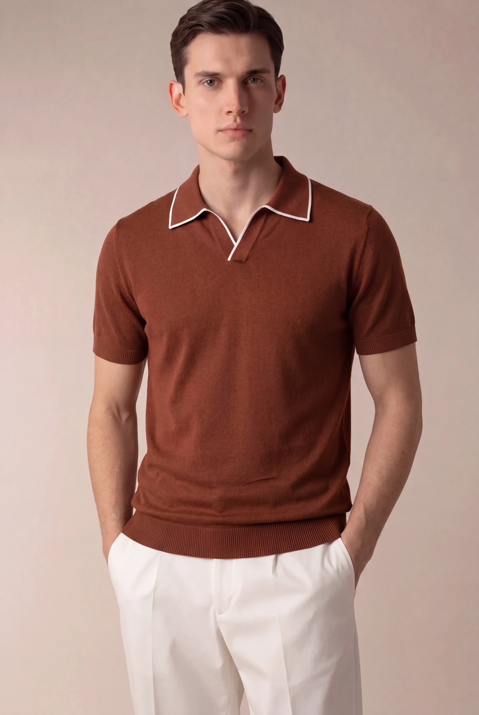 Terracotta Buttonless Polo