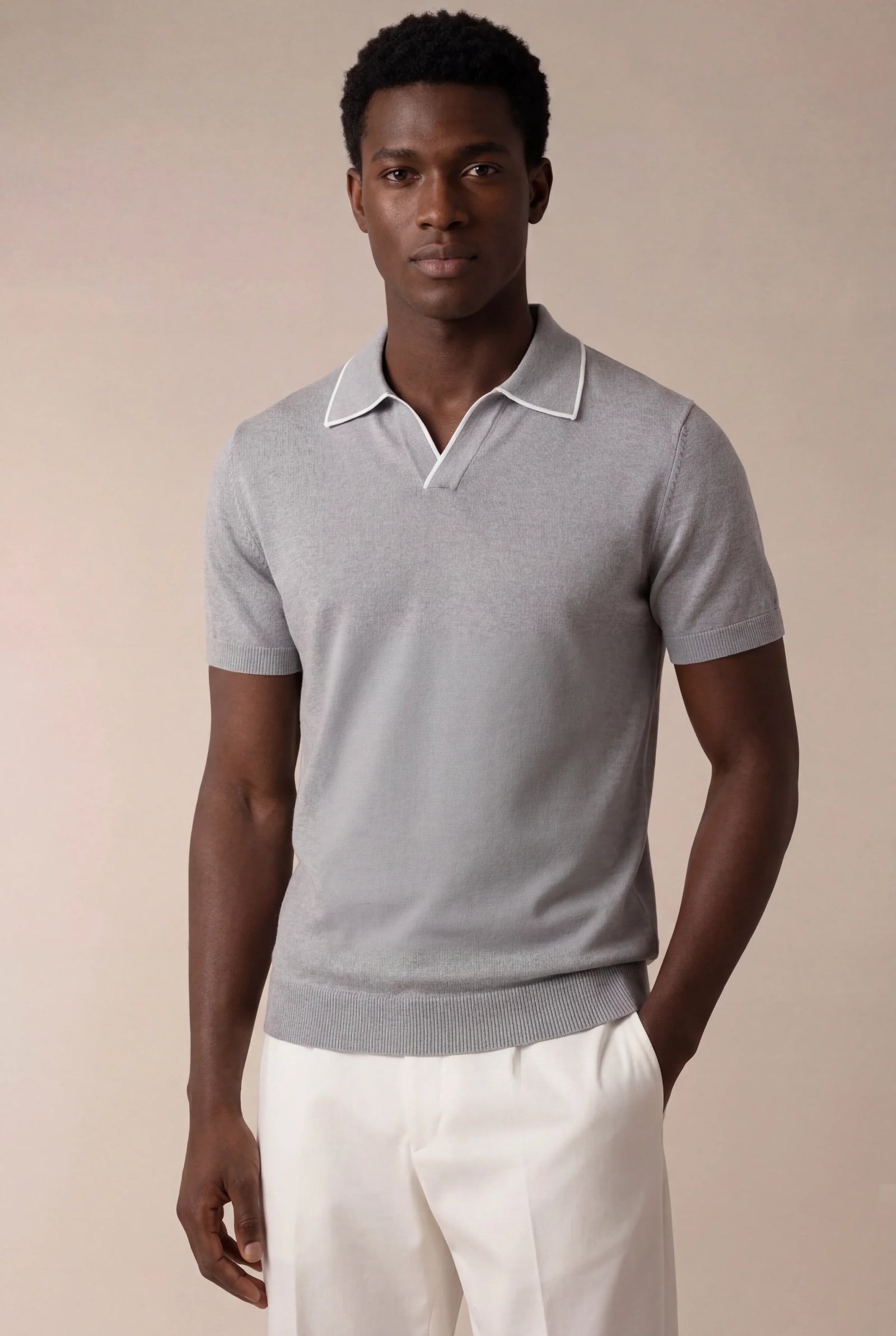 Light Grey Buttonless Polo