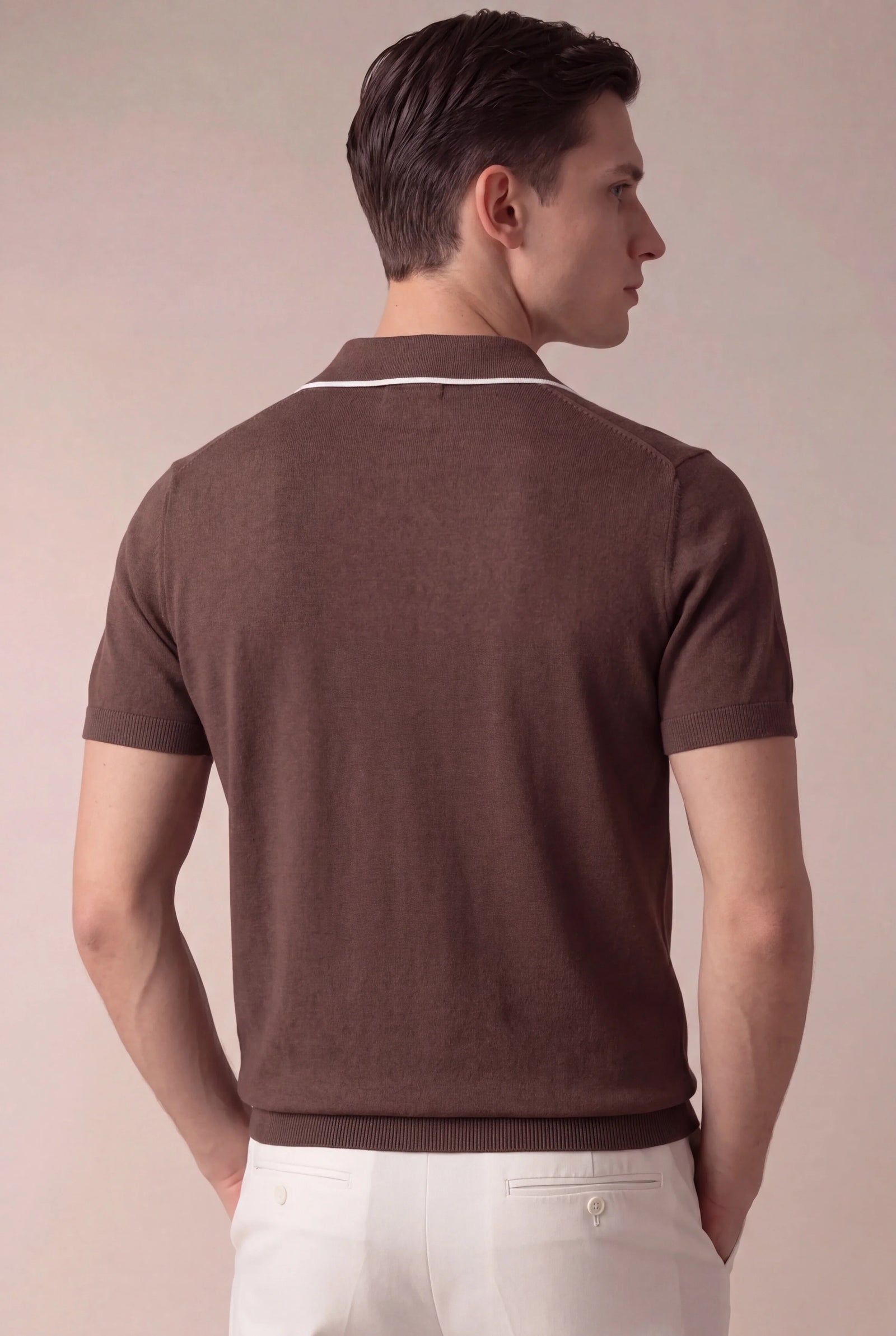 Brown Buttonless Polo