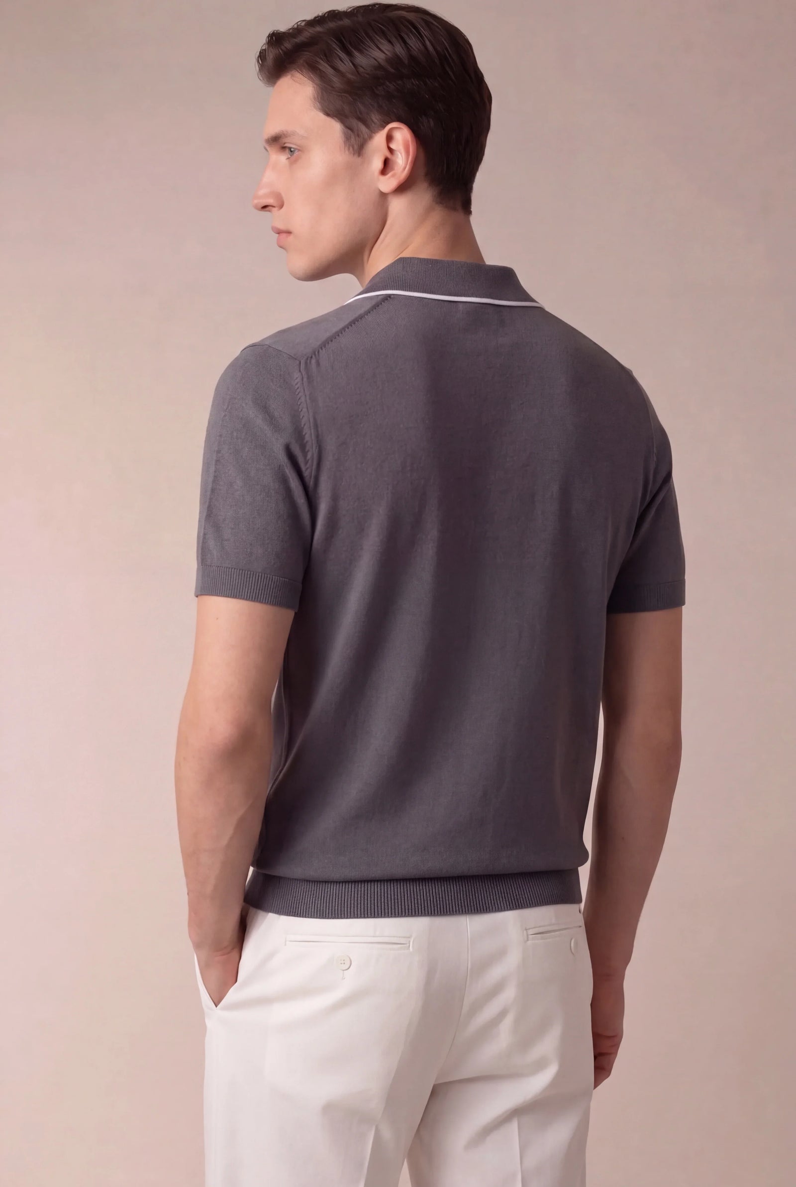 Dark Grey Buttonless Polo