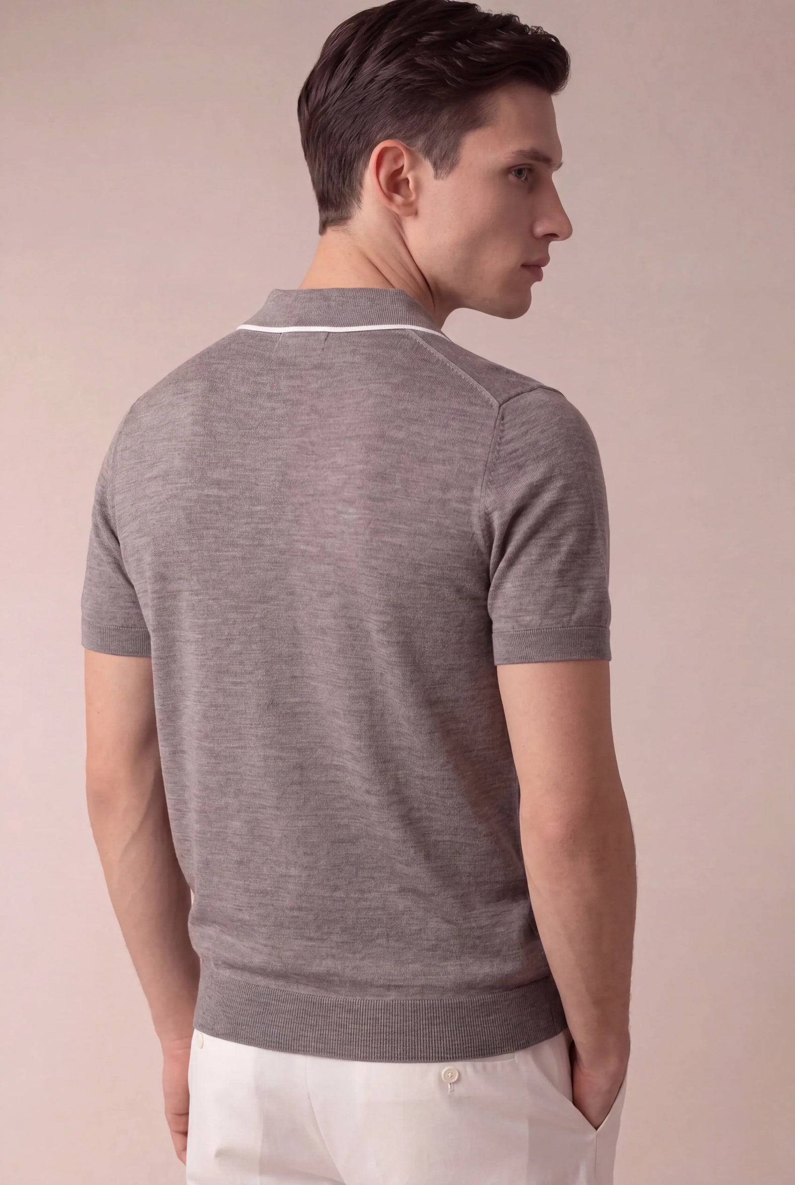 Light Taupe Buttonless Polo