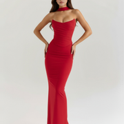 Vestido largo ajustado con choker