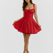 Vestido corto con corsé y falda fluida