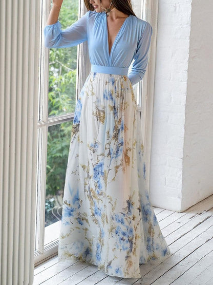 Éléonore – Vestido largo elegante con estampado floral