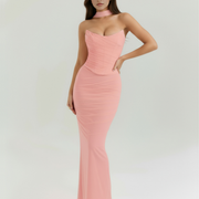 Vestido largo ajustado con choker