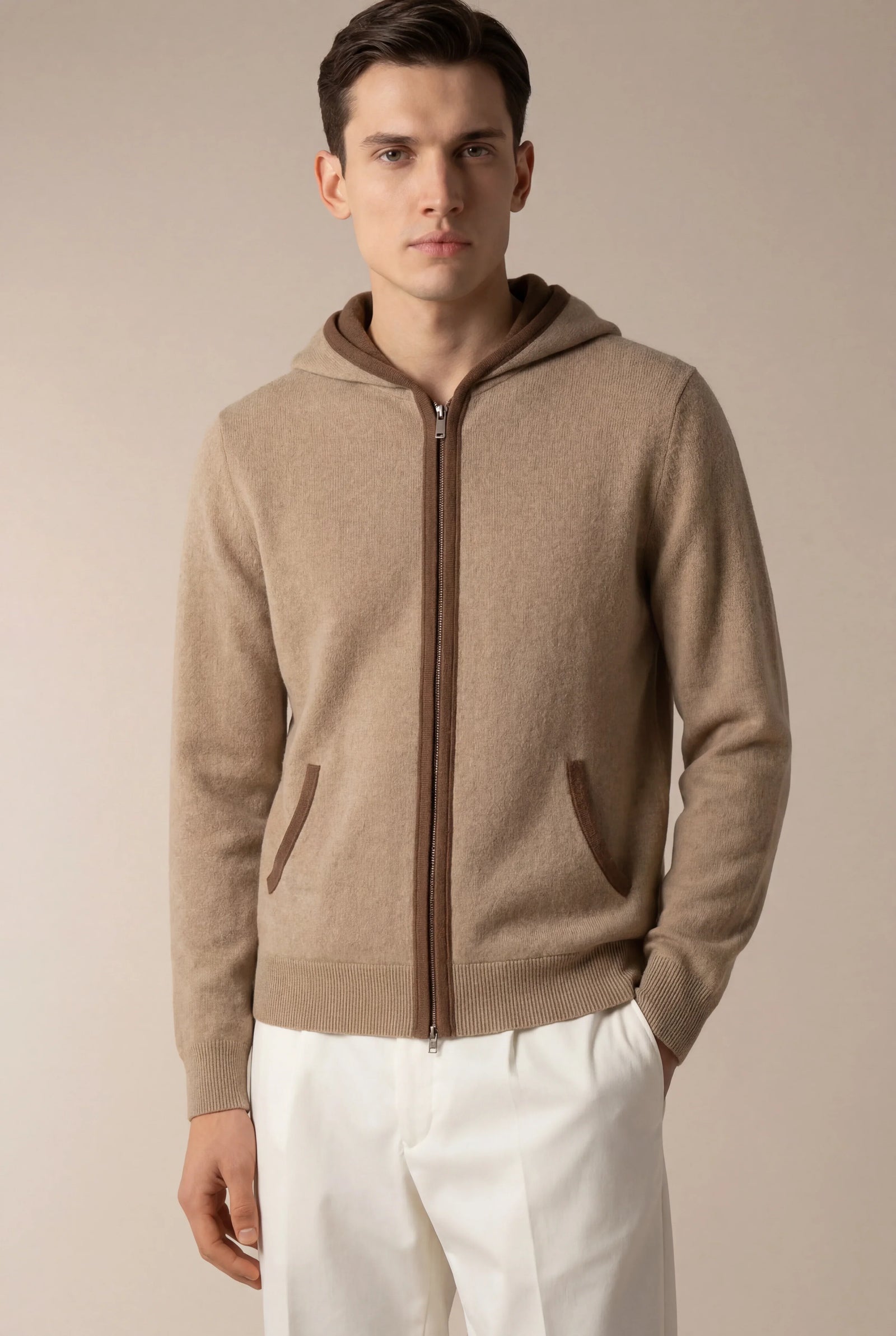 Santoni Extrafine Hoodie Cream