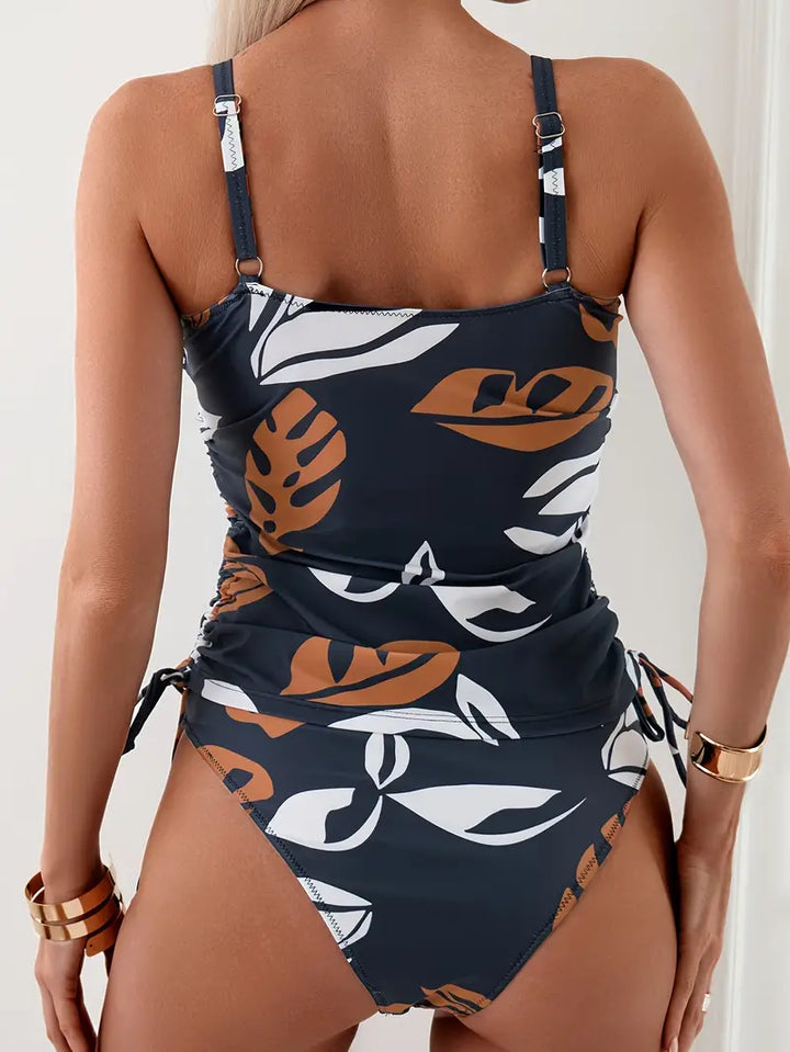 Tankini con ajuste lateral y estampado