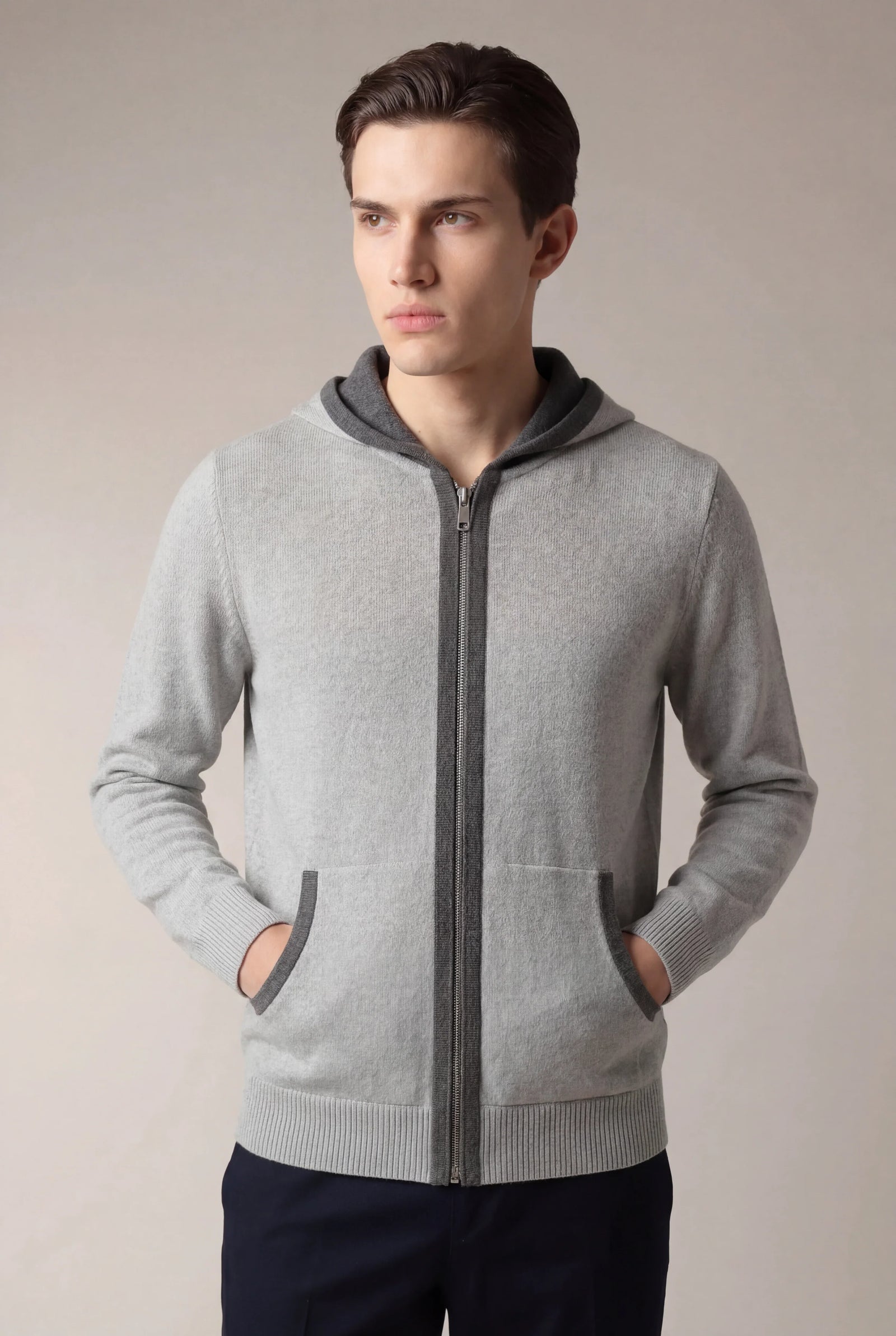 Santoni Extrafine Hoodie Grey
