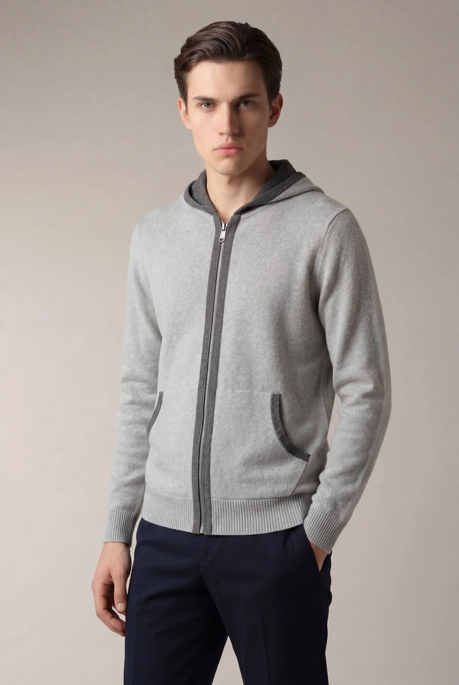 Santoni Extrafine Hoodie Grey