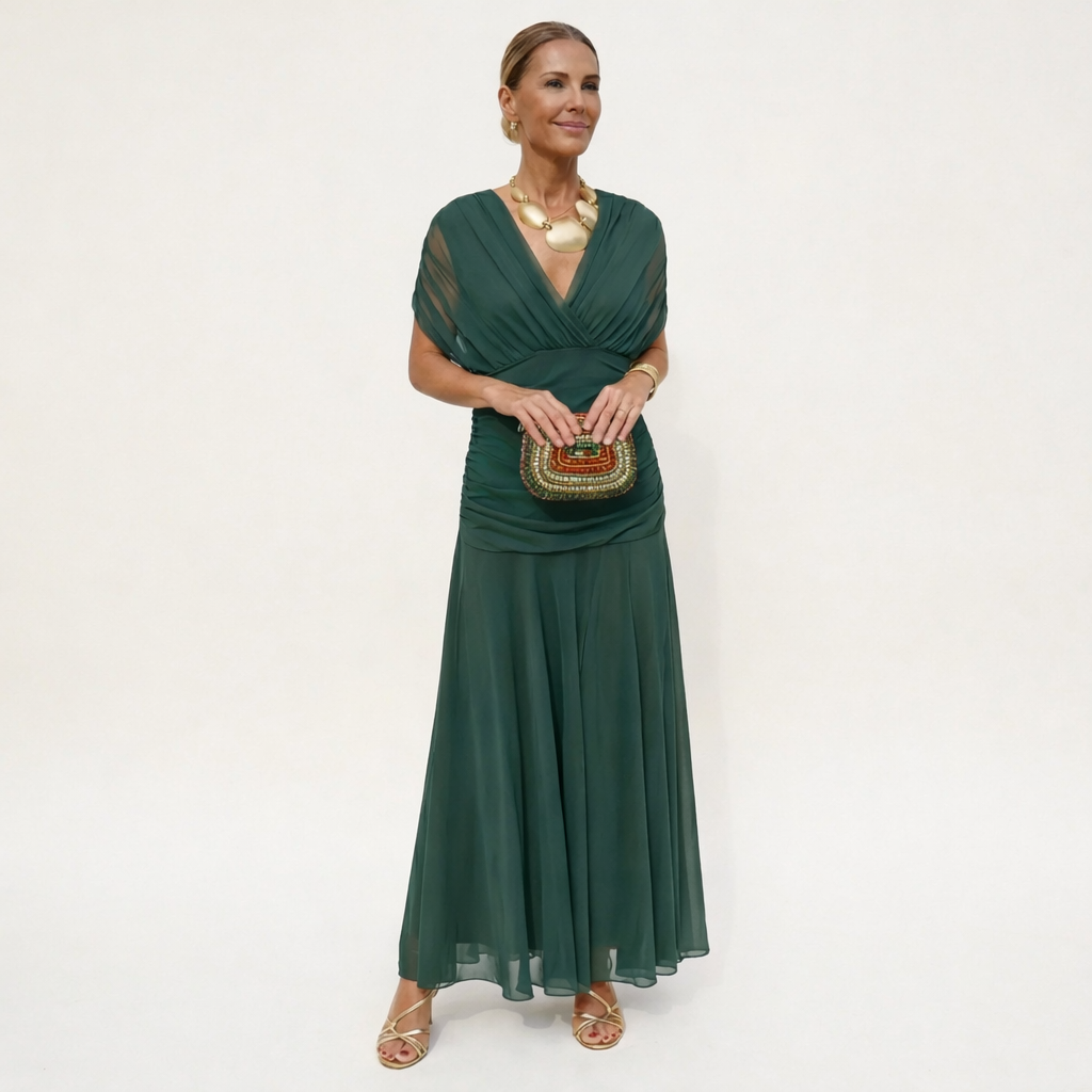 Velora™ | Vestido Floral Largo con Escote en V