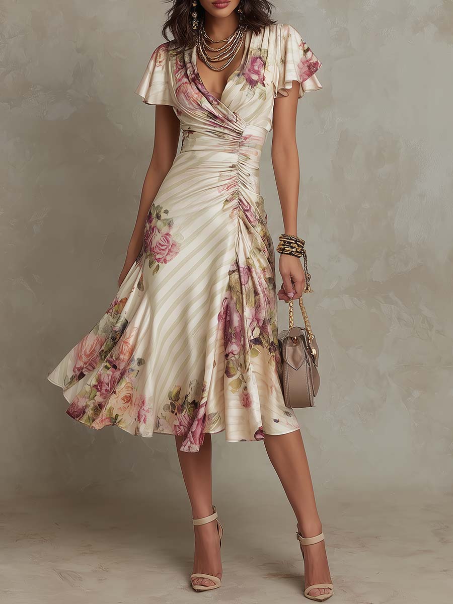 Alba | Vestido midi satinado floral