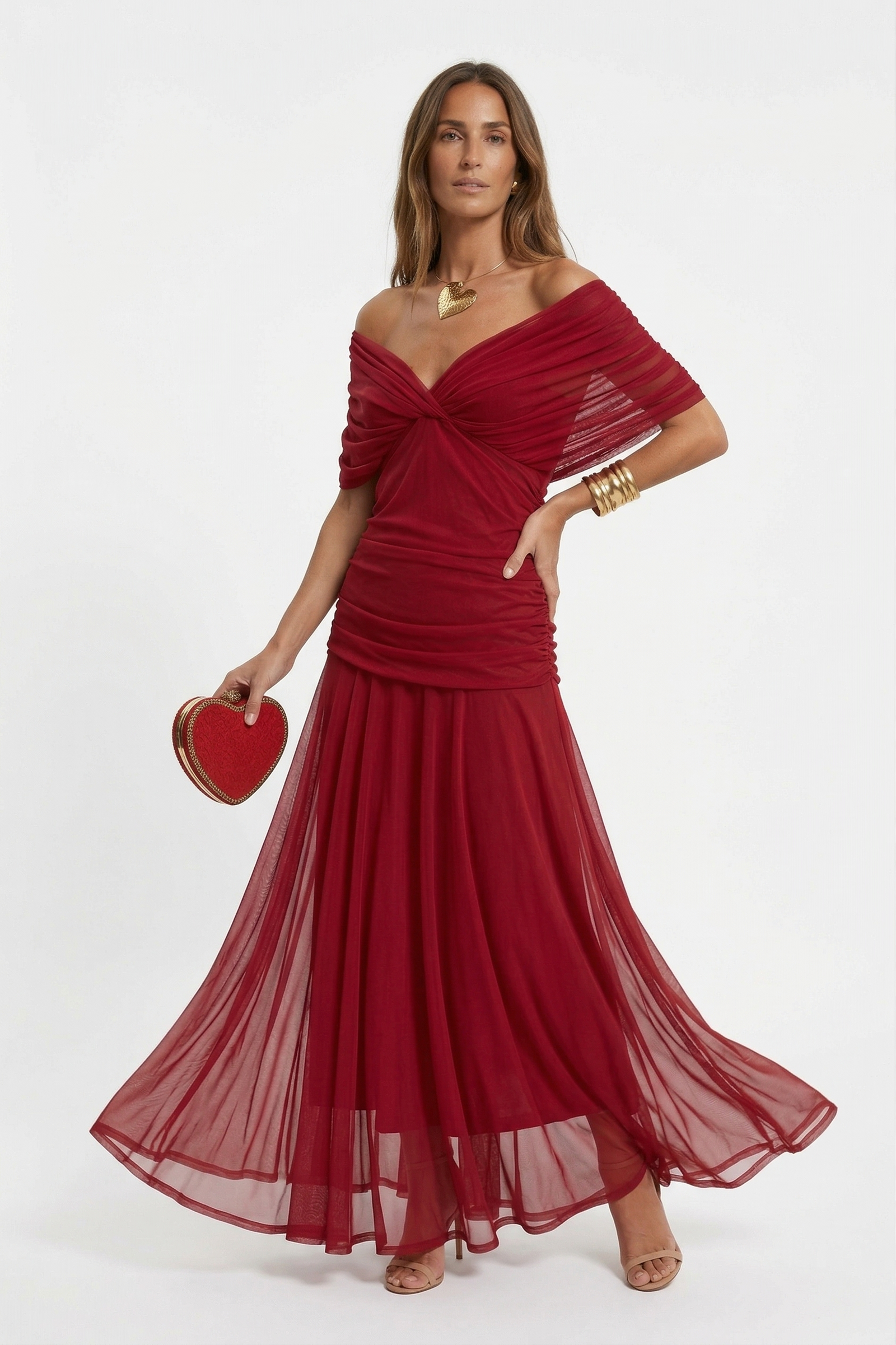 Vestido largo con escote en v