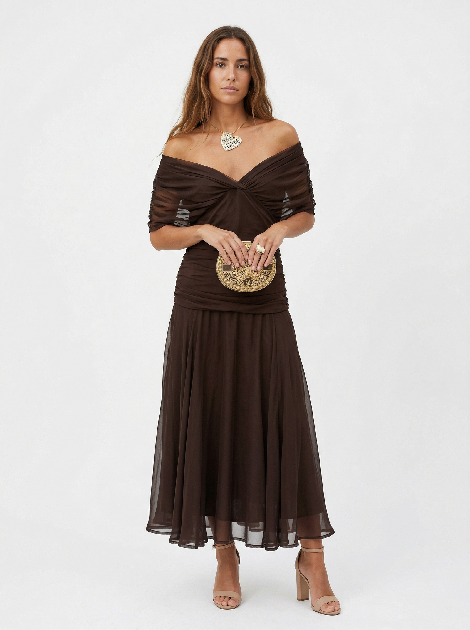 Vestido largo con escote en v