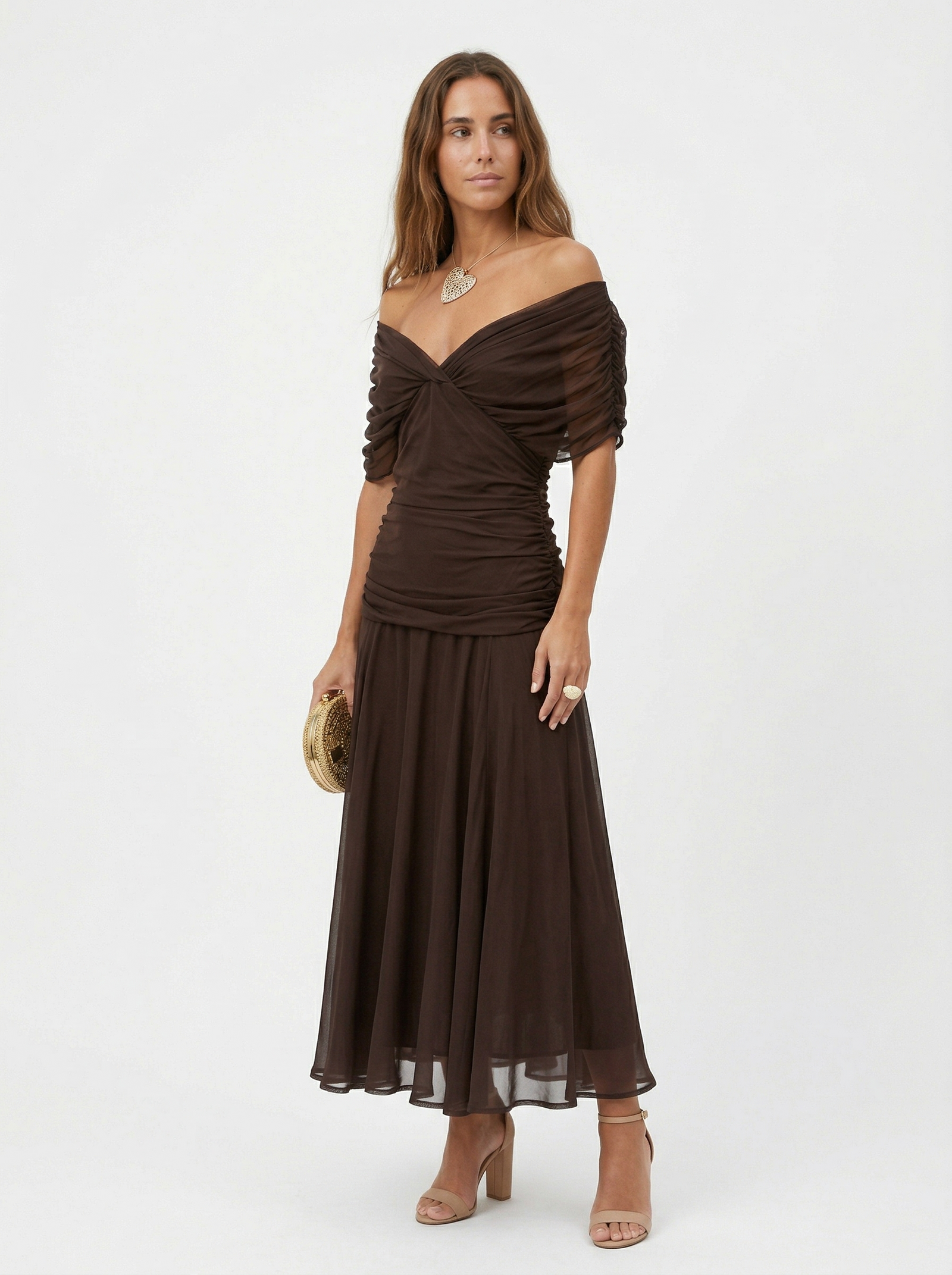 Vestido largo con escote en v