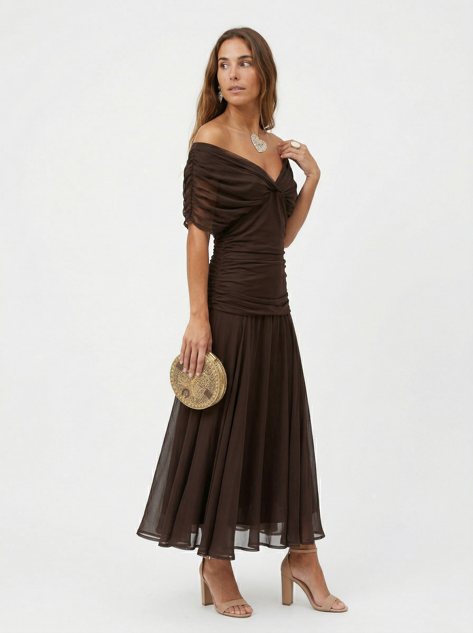 Vestido largo con escote en v