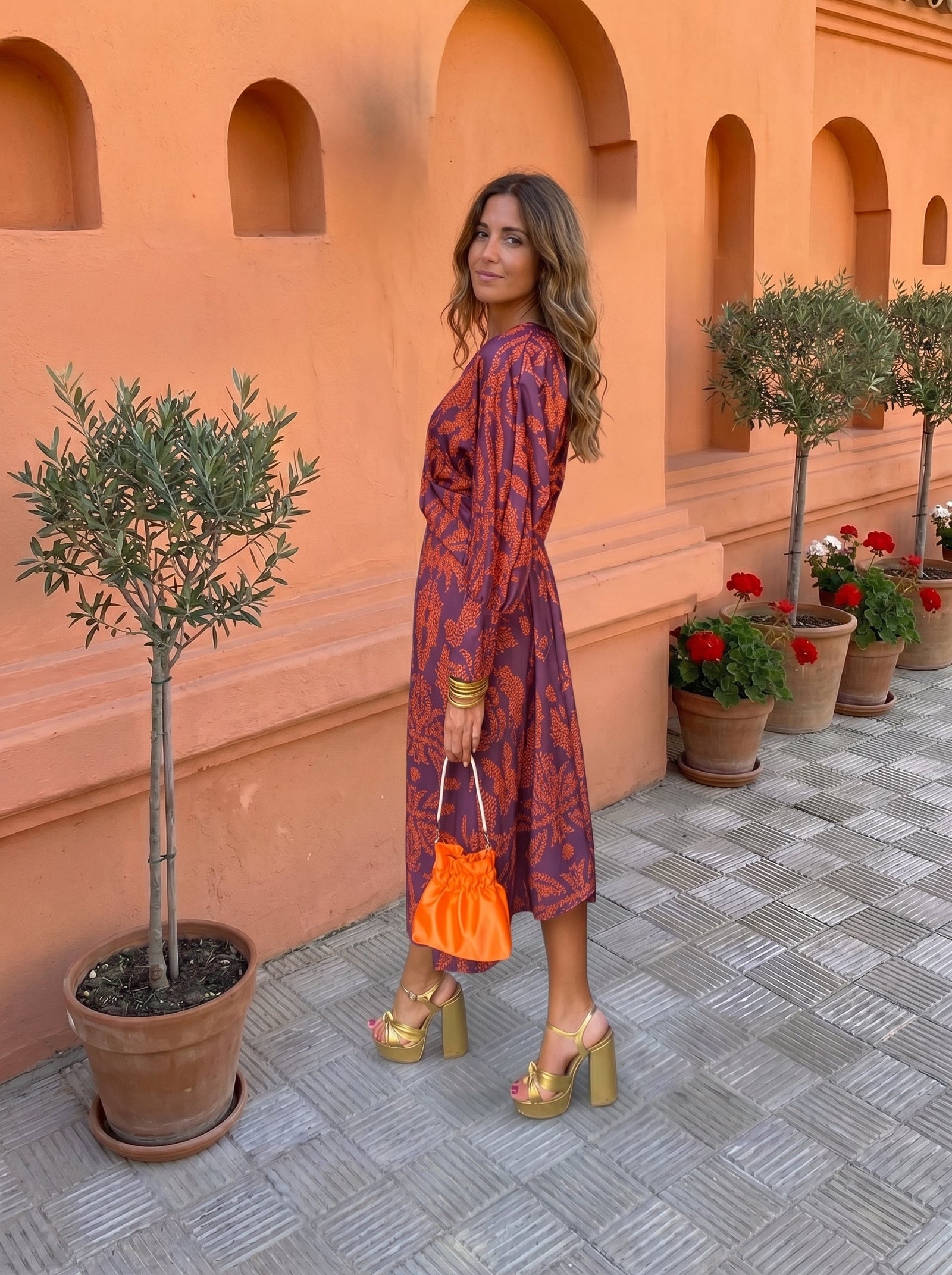 Vestido midi con estampado
