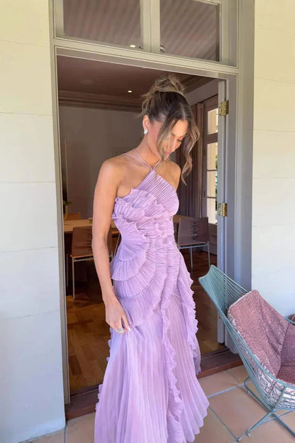 Eliza | Vestido maxi elegante con volantes para mujer