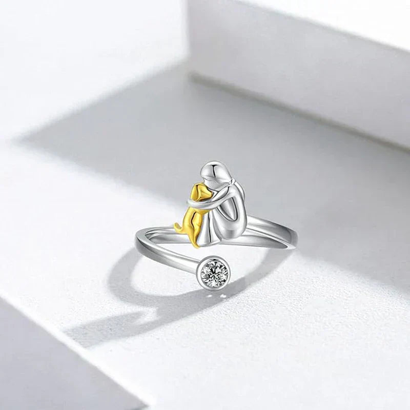 Nela™ | Anillo con colgante de perro