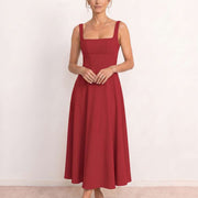 Vestido midi con escote cuadrado