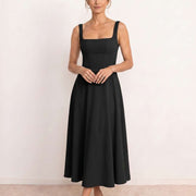 Vestido midi con escote cuadrado