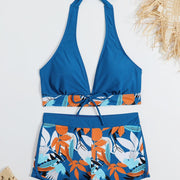 Bikini con short de tiro medio y top halter