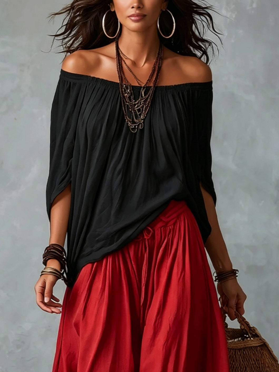 Luna | Conjunto de hombros descubiertos y pantalón fluido