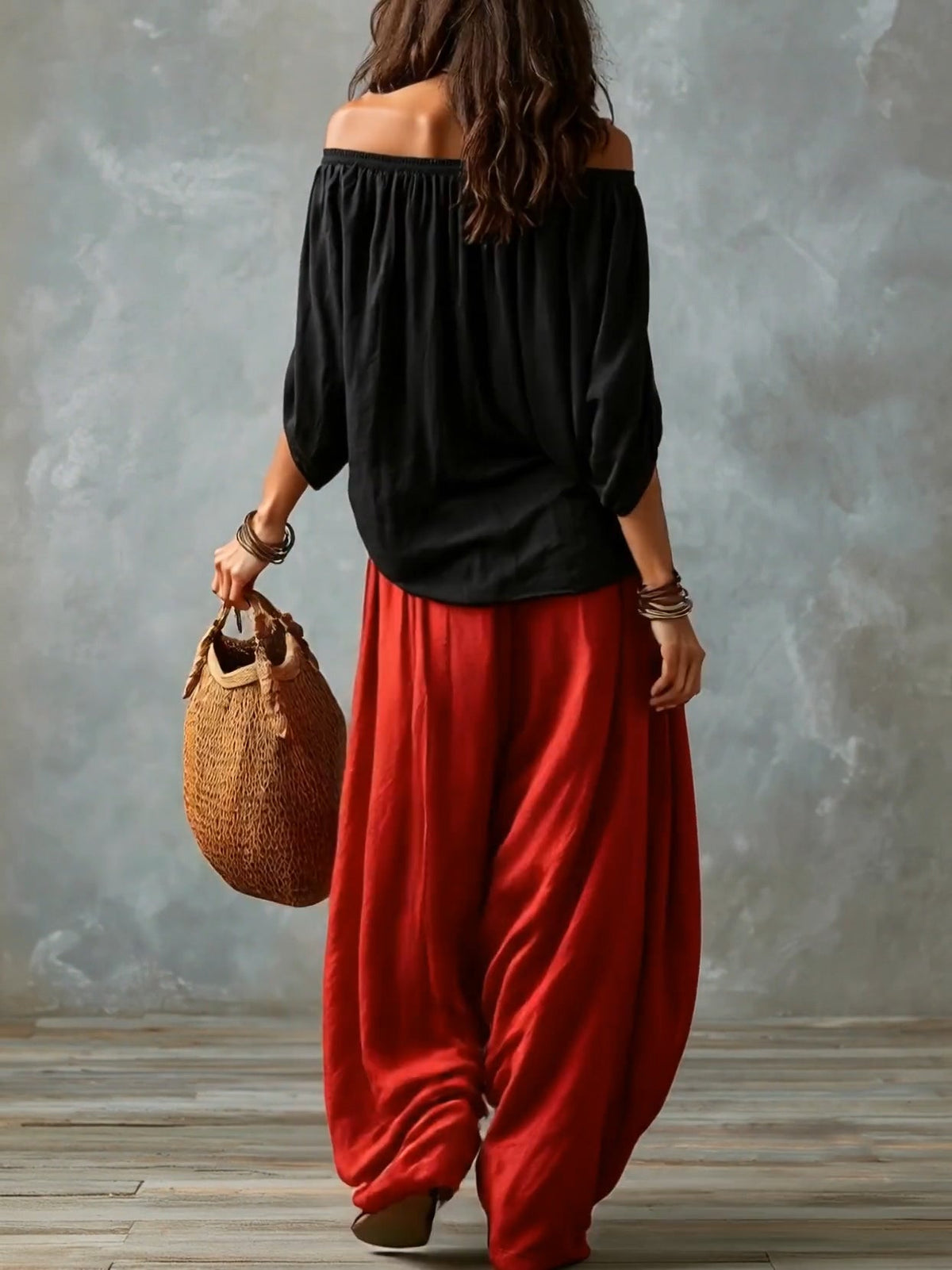 Luna | Conjunto de hombros descubiertos y pantalón fluido