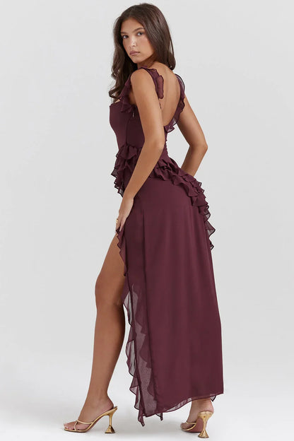 Ariela | Vestido Largo Con Volantes