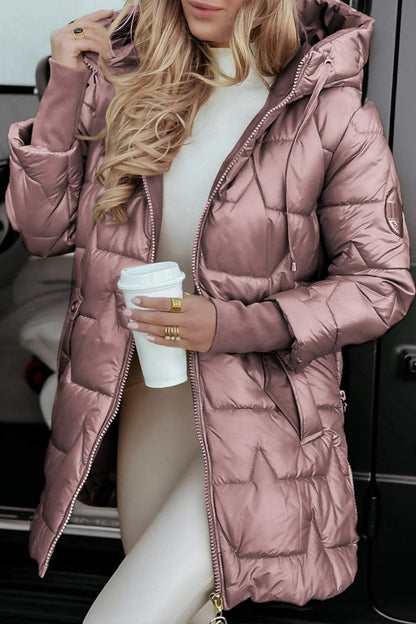 Lina | Chaqueta acolchada larga y cálida con capucha amplia