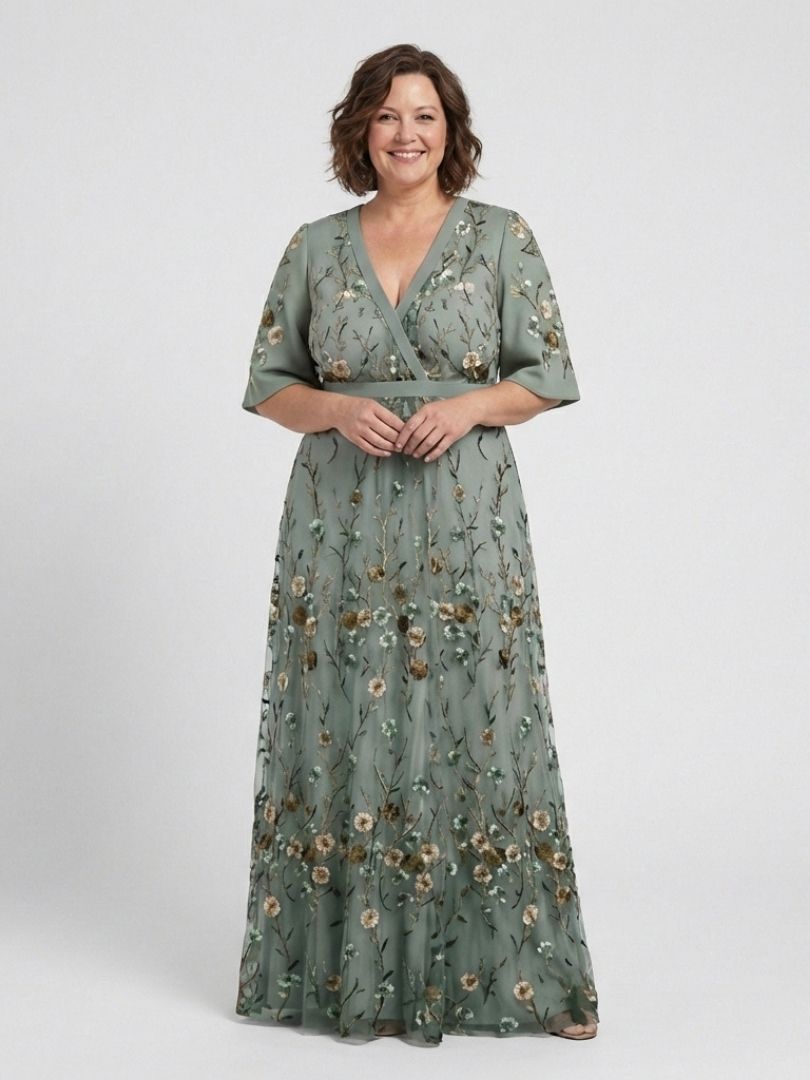 Élodie – Vestido largo floral con escote en V