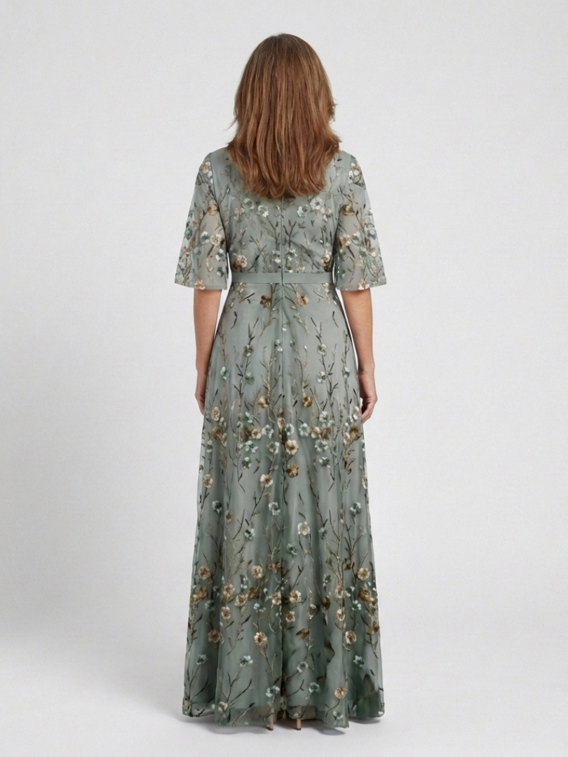 Élodie – Vestido largo floral con escote en V