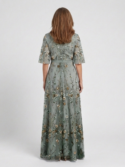 Élodie – Vestido largo floral con escote en V