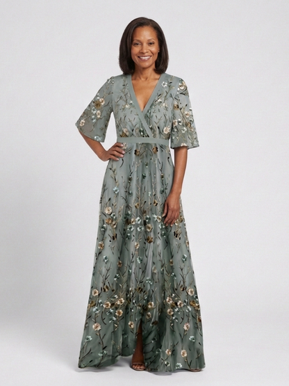 Élodie – Vestido largo floral con escote en V
