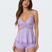 Conjunto lencero con encaje