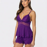 Conjunto lencero con encaje