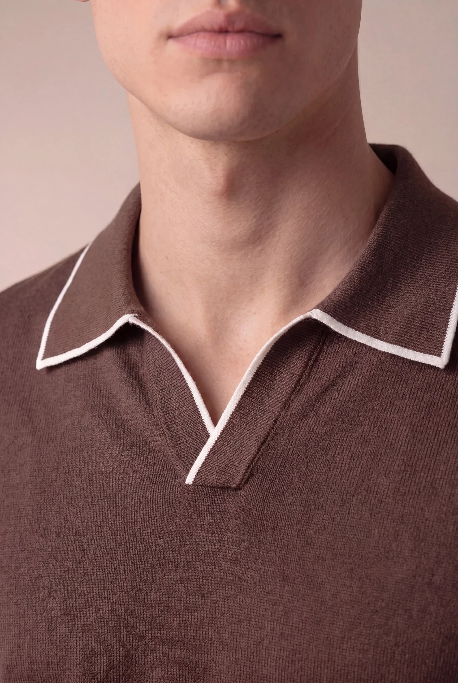 Brown Buttonless Polo