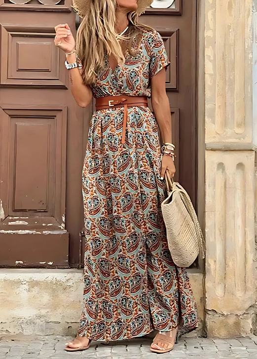 Justine™ – Vestido largo bohemio fluido con cinturón
