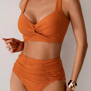 Bikini de tiro alto con top cruzado