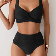 Bikini de tiro alto con top cruzado