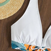 Bikini con short de tiro medio y top halter