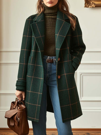 Valeria | Elegante abrigo de lana a cuadros