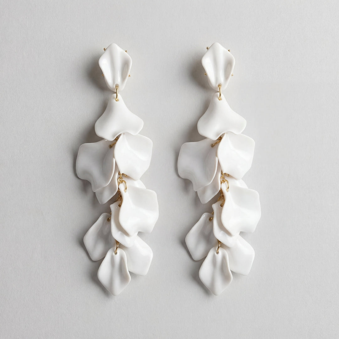 Pendientes de Gotas con Pétalos de Orquídea